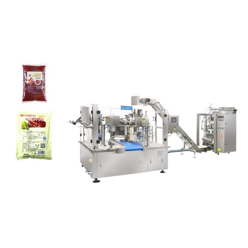 Bag-in-bag liquid packing machine with automatic counting and collating system for filling small sachets into large bags for shampoo and detergent packaging