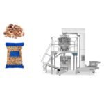 Food packing machine for nuts with multi-head weigher for almonds, cashews, peanuts, and walnuts in stand-up pouches