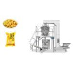 Food packing machine for snacks with multi-head weigher for chips, popcorn, candy, and puffed snacks in sealed pouches