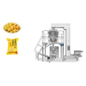 Food packing machine for snacks with multi-head weigher for chips, popcorn, candy, and puffed snacks in sealed pouches