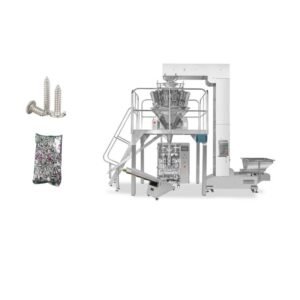 Hardware packing machine with counting system for screws, nuts, bolts, washers, and hinges in sealed pouches