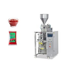 Liquid packing machine for sauce with piston filler and drip-free system for tomato sauce, chili sauce, and salad dressing into stand-up pouches and sachets