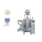 Liquid packing machine for shampoo with piston or pump filling system for filling shampoo, conditioner, and body wash into stand-up pouches and sachets