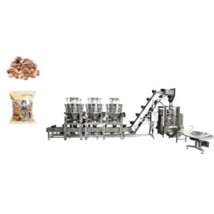 Mixed nuts pouch filling machine with multi-head weigher for almonds, cashews, walnuts, and peanuts into stand-up pouches