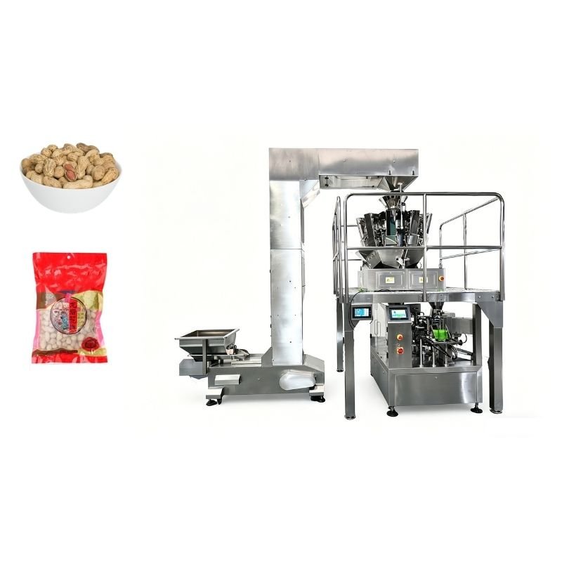 Multi-head weigh granule packing machine with combination weighing system for high-precision packaging of nuts, candies, snacks, rice, and seeds into stand-up pouches
