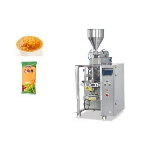 Piston pouch filling machine with positive displacement pump for filling sauces, purees, and creams into stand-up pouches and spouted pouches