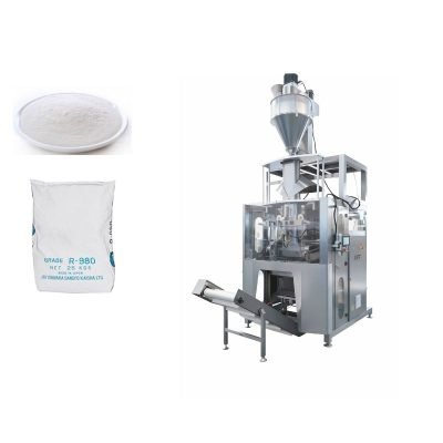 Stainless steel powder packing machine with sanitary food-grade construction for packing protein powder, milk powder, flour, and seasoning into stand-up pouches and pillow bags